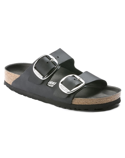 Arizona Big Buckle Oiled Leather Sandal - Black - Birkenstock